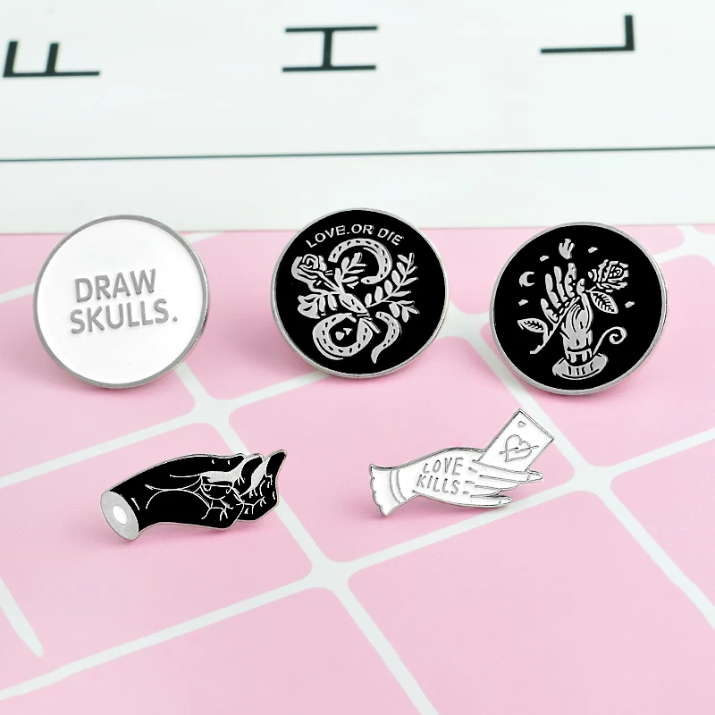 Брошь в стиле панк LOVE OR DIE Burn 5 шт./компл.|brooch fashion|fashion broochpin shirt |