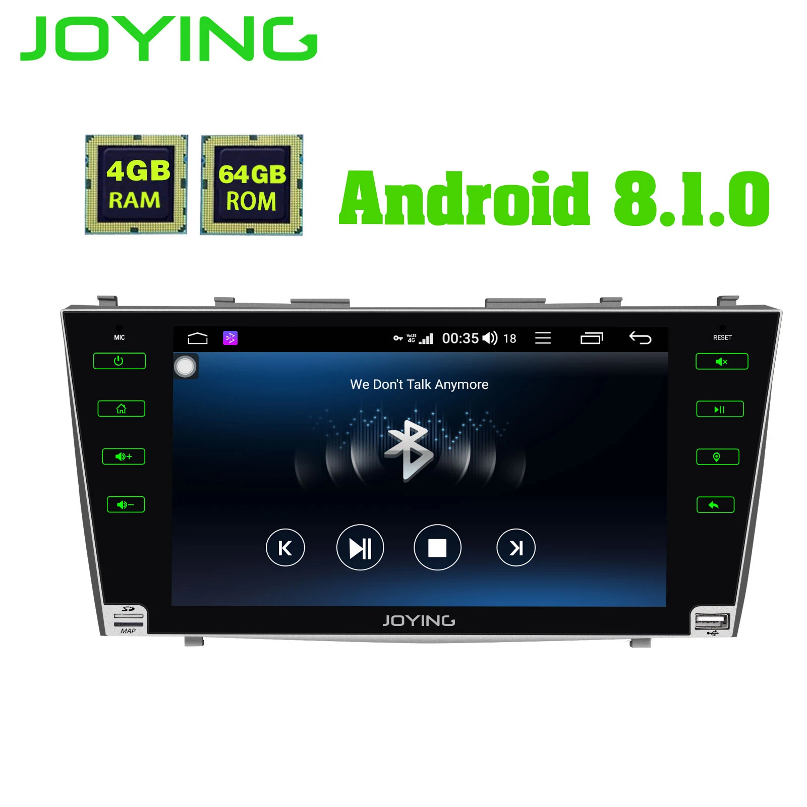 Discount Joying 9" Android 8.1 Car Radio Multimedia Player for Toyota Camry/Aurion 2007 2008 to 2011 2 Din 4G RAM Car GPS Stereo WIFI DVR 3