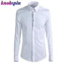 Элегантное платье с вышивкой Бизнес Мужская рубашка с длинным рукавом Марка 80% хлопок Длинные рукава сплошной цвет тонкий Camisas Для мужчин рубашки Большие размеры 4XL
