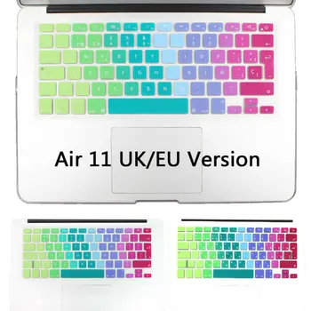 

New Silicone EU JIP verison Rainbow Waterproof Air 11 Keyboard Cover Film For Apple Macbook Air 11 11.6 keyboard Stickers