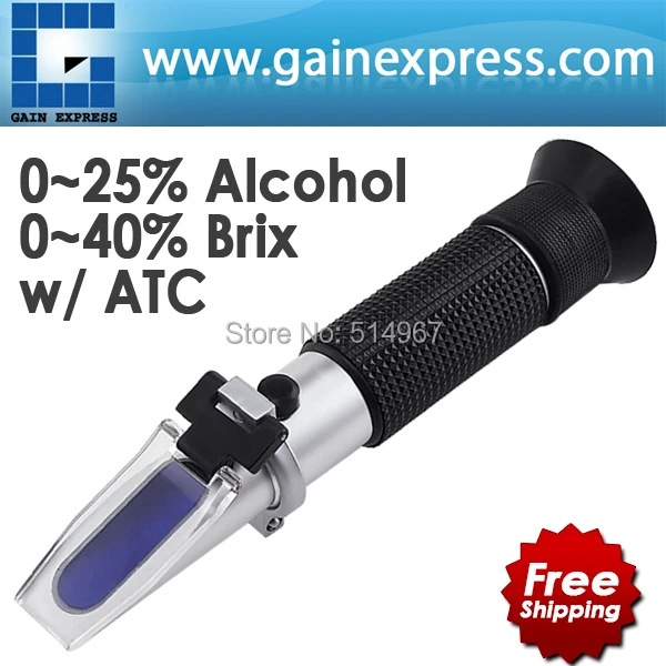 ФОТО Portable Handheld Manual calibration Wine Grape Alcohol Design Refractometer 0-40% Brix 0-25% VOL with ATC