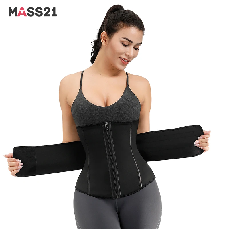 

MASS21 Big Size 7 Steel Boned Zipper Firm Waist Cincher Double Layered Strengthen Abdomen Control Tummy Slimming Waist Belt