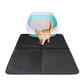 

Double-Layer EVA Cat Litter Mat Cat Litter Trapper Mats with Waterproof Bottom Layer Easy Folded Cat Bed Black