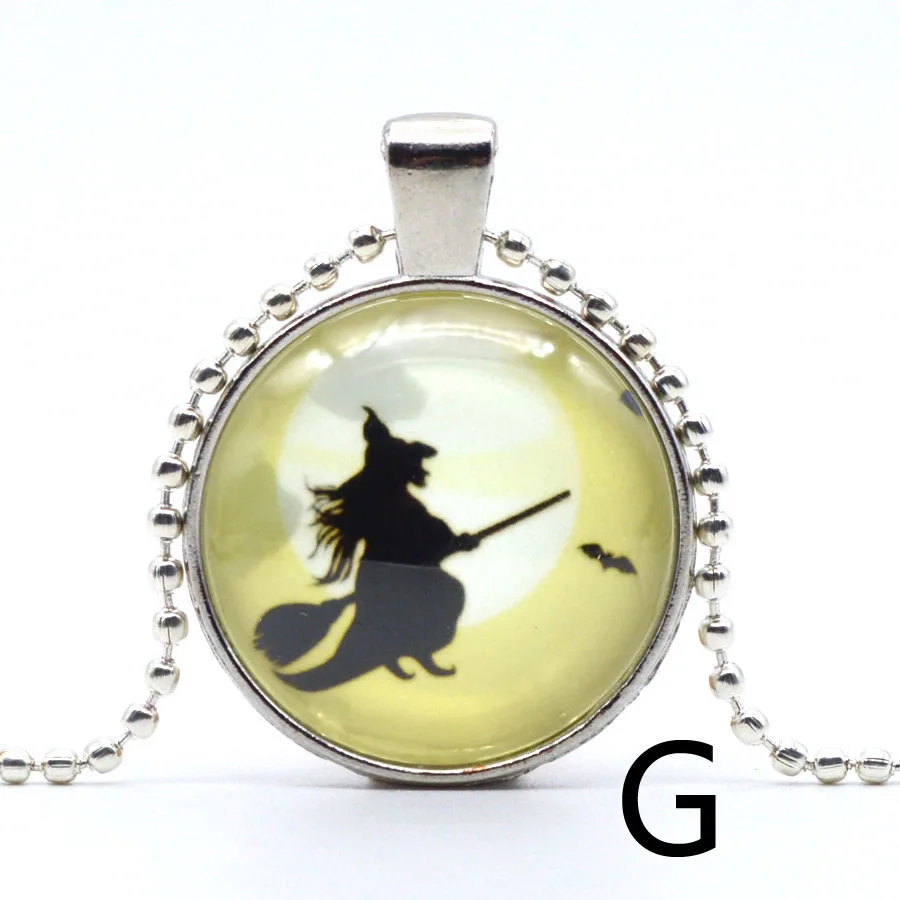 1 шт. Хэллоуин колдунья кристалл кулон из кабошона Модные Серебристые Цвет цепи