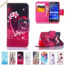 Flower Pattern Leather Phone Case For Samsung Galaxy Core 2 Grand Prime G360 G530 G355H A5