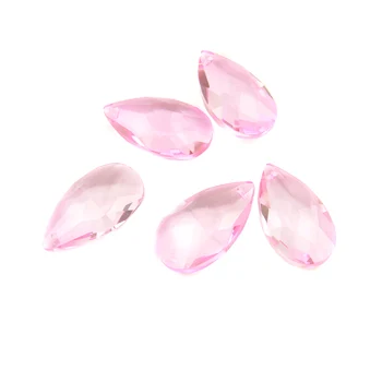 

Teardrop Prisms 100pcs 50mm Pink Glass Crystal Almond Chandelier Pendants DIY Ceiling Lamp Accessories