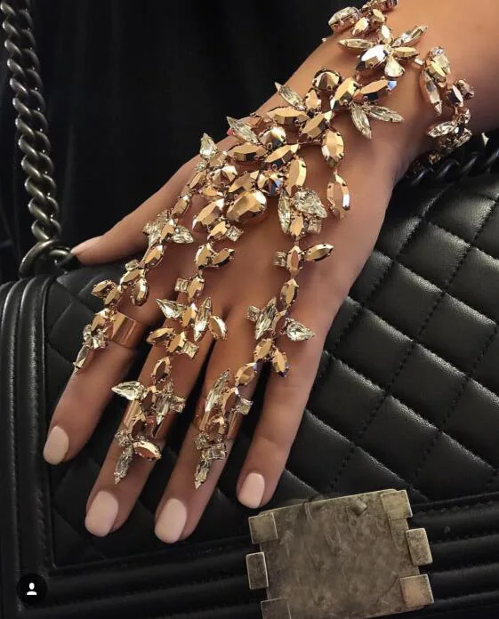 PPG& PGG Модный женский браслет, соединенный с кольцом на пальце, Pulseras, богемное очарование, кристалл, ручная цепочка, браслет, летнее пляжное ювелирное изделие