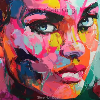 

Palette knife painting portrait Palette knife Face Oil painting Impasto figure on canvas Hand painted Francoise Nielly 16-20