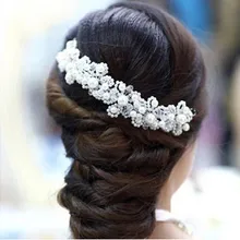 Свадебный головной убор с кристаллами ручной работы из бисера невесты жемчужные цветы