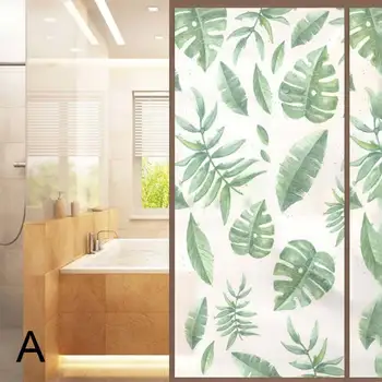

Glasses Stickers Window Films Self-adhesive Frosted Leaves Matte Pads Privacy Stickers for Bathroom Living Room DA