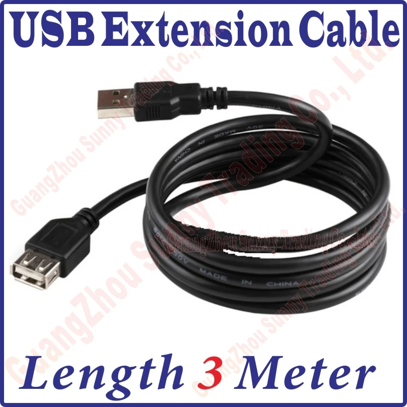 New 300CM Long USB 2.0 Male to Female Extension Extended Black Data Cable 3M 3meter length USB