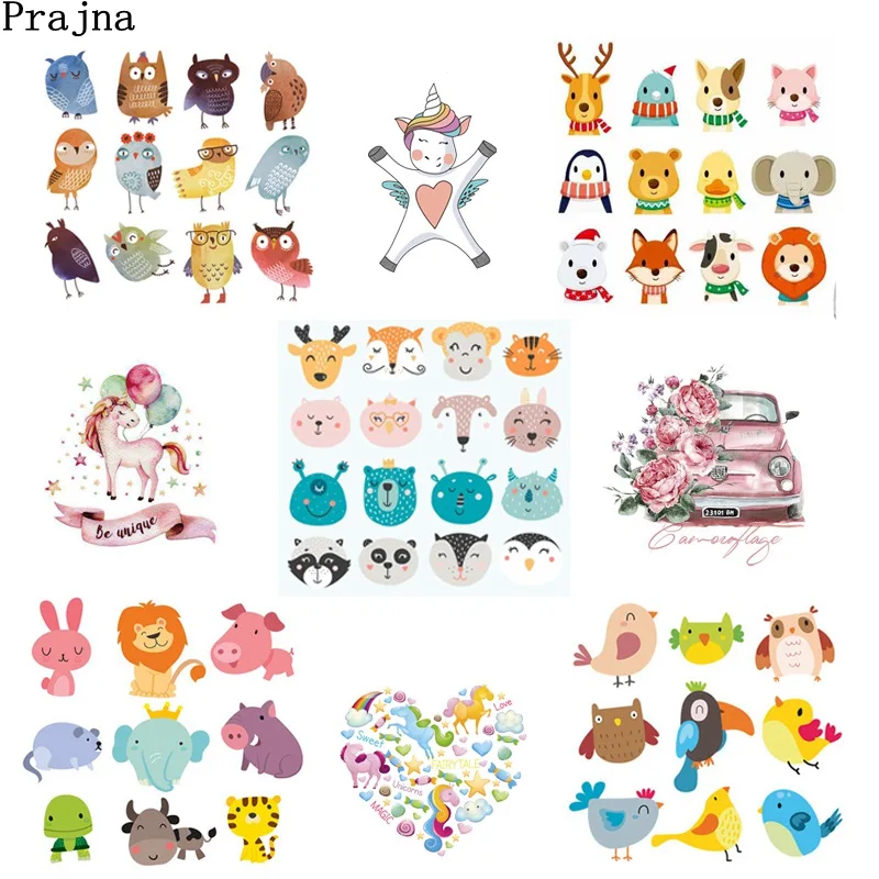

Prajna Ironing Stickers Owl Unicorn Cute Cartoon Anime Iron On Heat Transfer Vinyl Patches For Clothes T-shirt Applique Stickers