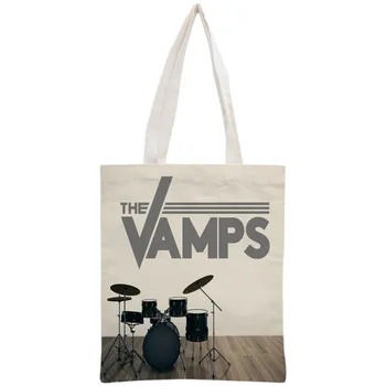 

Custom The Vamps Tote Bag Reusable Handbag Shoulder Pouch Foldable Cotton Canvas Shopping Bags Customize your image
