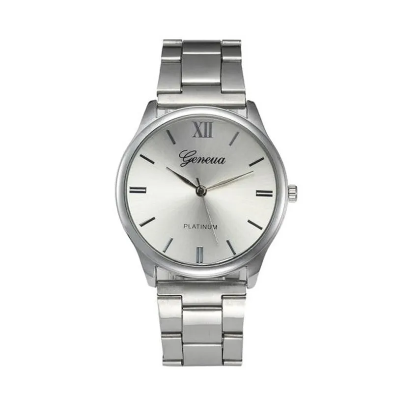 Женевы Серебряный Креативный дизайн женские наручные часы простые модные часы из нержавеющей стали Циферблат в римском стиле кварцевые часы для женщин часы XB40