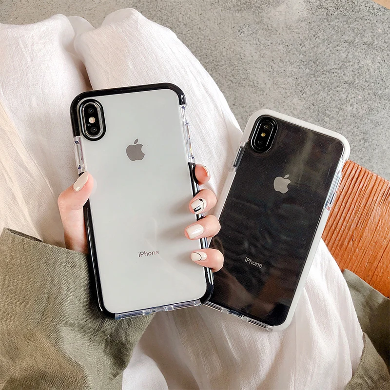 

Anti-knock Shockproof Case for iphone X XR XS XS Max 6 6s 7 8 plus Transparent soft silicone case back cover Protective shell