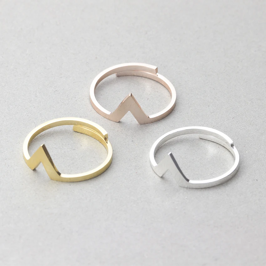 

Stainless Steel Resizable Simple Chevron V Stacking Ring Men Jewelry Rose Gold Color Geometric Triangle Rings For Women Aneis