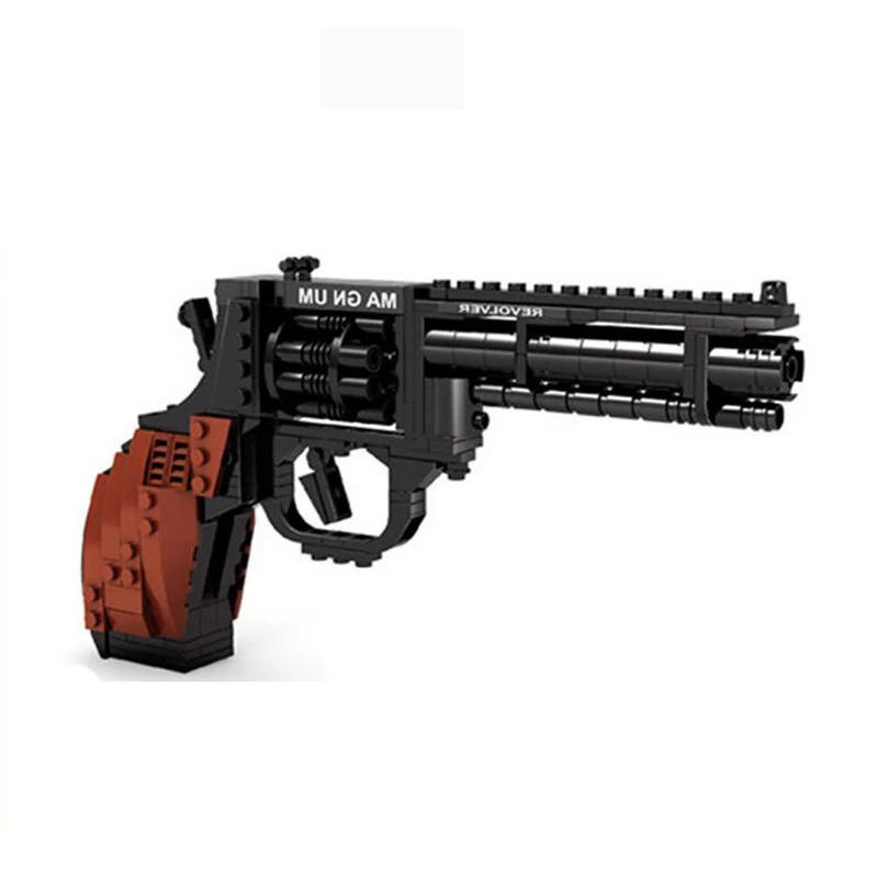Ausini Gun Toy SWAT Magnum Revolver Pistol Power Gun Weapon Arms Model Assembled Toy Brick Building Blocks for Children