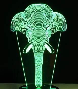 Удивительный 3D иллюзия светодиодный настольный светильник ночник с животным слоном Форма сенсорный датчик 7 цветов изменить эффект праздничные подарки - Испускаемый цвет: Elephant 2