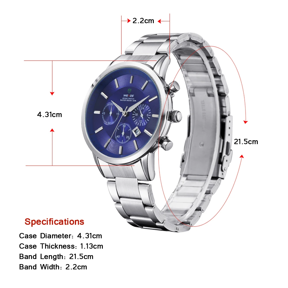 WEIDE Luxury Big Black Mens Watches Japan Quartz Movement Full Stainless Steel Waterproof Fashion Blue Wrist Watch Analog Clock WEIDE Luxury Big Black Mens Watches Japan Quartz Movement Full Stainless Steel Waterproof Fashion Blue Wrist Watch Analog Clock