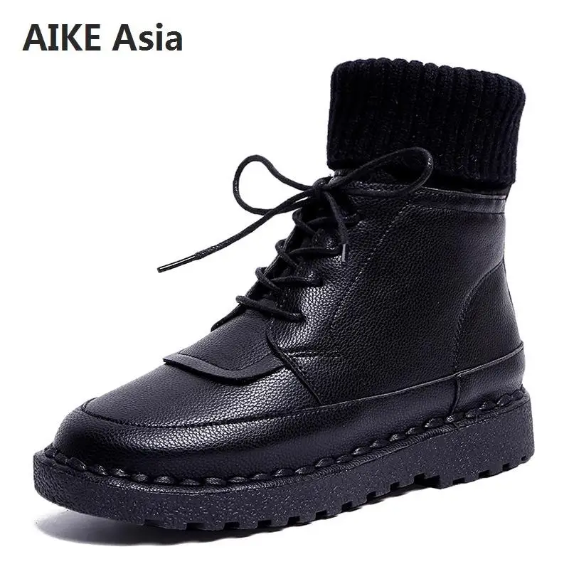 

Hand-stitched 2018 winter boots women new retro Martin boots women's short tube wool mouth women's boots with casual shoes