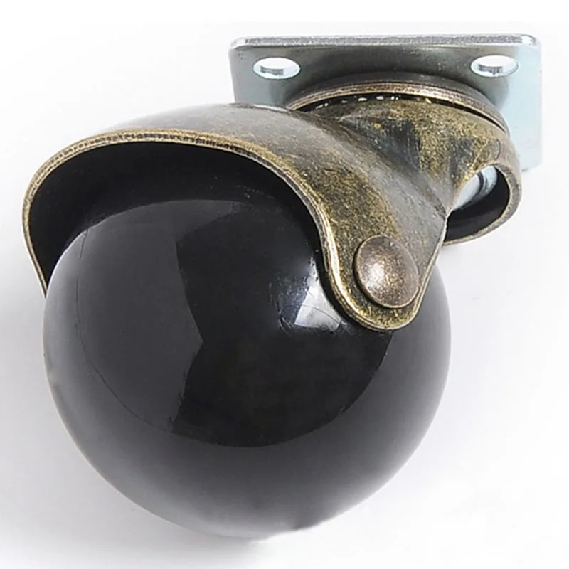 4 Pack Swivel Top Plate Hooded Ball Caster Wheels Antique Bronze 1.5-inch No Brake Furniture Chair Spherical Caster
