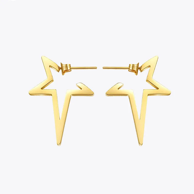 

fashion Star Earrings Punk Stud Earring Rose Gold Color Earings Stainless Steel Earrings For Women Jewelry Wholesale Oorbellen