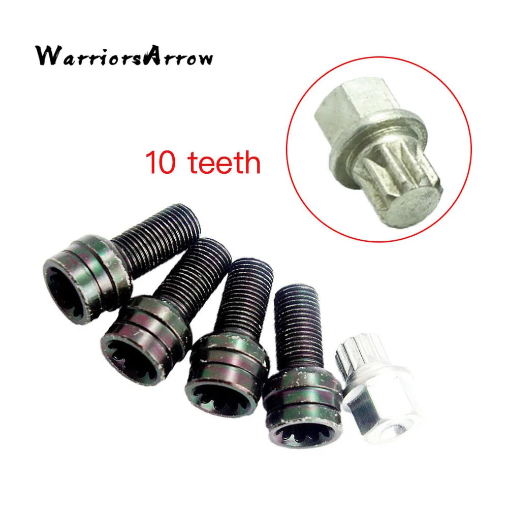 

x5 Set Anti-theft Wheel Screw Bolt Lock Nut Key Adapter 10 teeth For Volkswagen Golf Passat For Audi A4 A6 A8 TT 8D0601139F 000