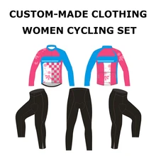 На заказ женский зимний термальный флис команда Велоспорт трикотаж длинным рукавом нагрудник брюки набор DIY велосипед одежда с вашим именем, логотип