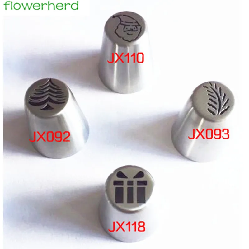 4pcs New Santa Christmas gift Box Pastry Nozzle Set Christmas Tree