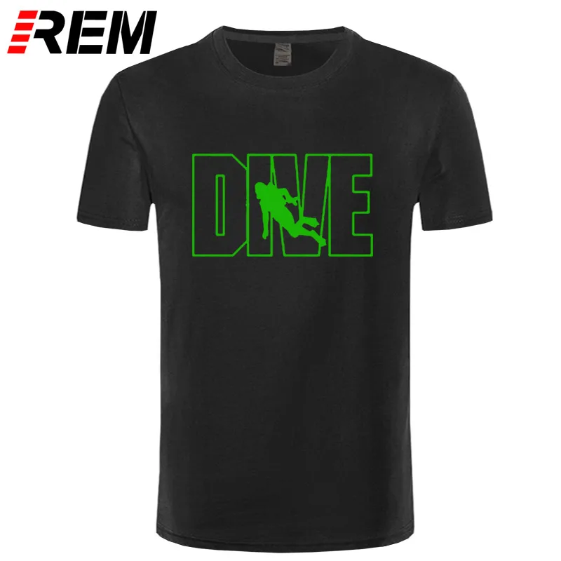 REM Diver Дизайн брендовая мужская одежда Топ Мода погружение AQUALUNG печать мужская футболка хлопок короткий рукав o-образным вырезом Футболка для дайвинга - Цвет: black green
