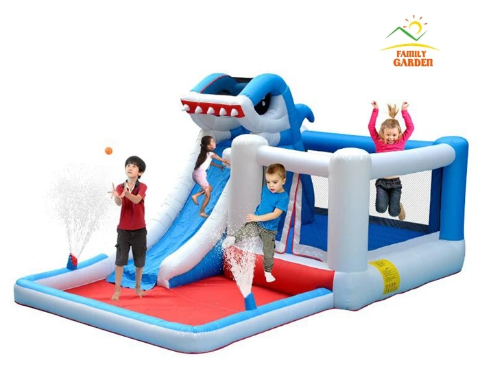 

Kids Inflatable Shark Water Slide Bounce House Jumper Bouncer Jump Bouncy Castle