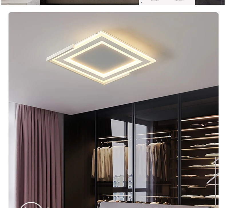 Новинка, квадратная светодиодная люстра диаметром 400/520 мм, черная/белая отделка, Современные светодиодные люстры для гостиной, спальни, мастерской комнаты