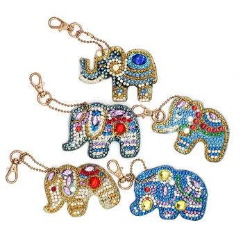 

DIY Full Drill Special shape Diamond Painting Elephant Keychain Keyrings Pendants Stitch Embroidery Key Ring Gift WG1087