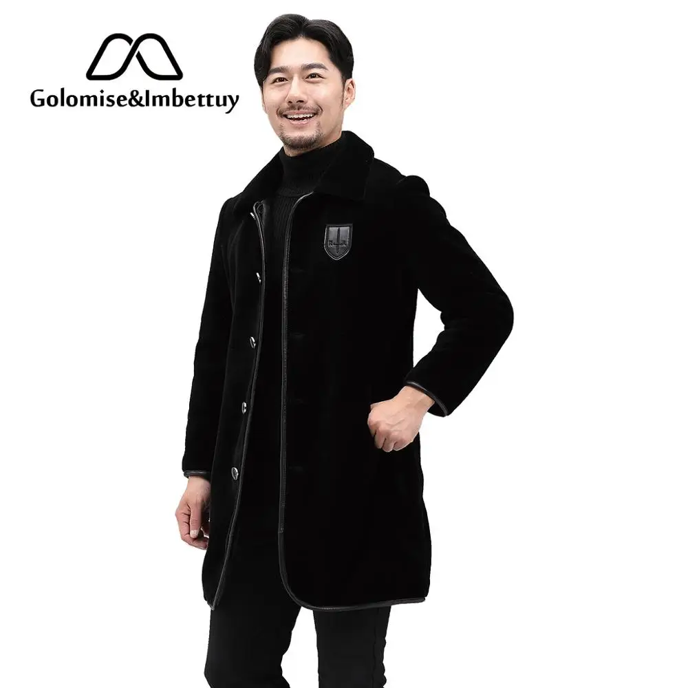 

Golomise&Imbettuy Men X-Long Real Fleece Cashmere Fur Jacket/Coat Genuine Lamb Fur Coat Casual Natural Wool Fur Coat/Overcoat