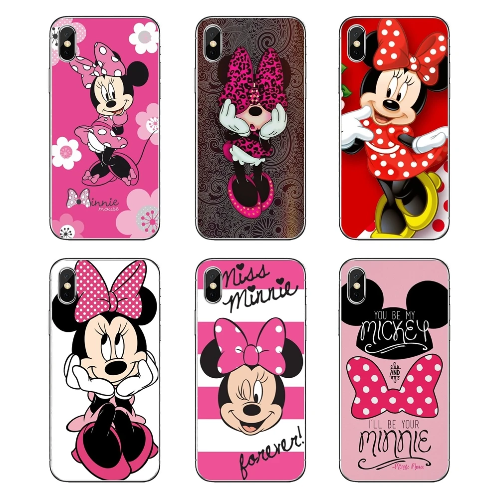 Мягкие прозрачные чехлы для iPod Touch iPhone 4 4S 5 5S 5C SE 6 S 7 8 X XR XS Plus MAX Minnie mouse розовый
