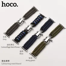 HOCO тканый нейлоновый веревочный ремешок для Apple Watch 42, 44 мм, 38, 40 мм, уцелевший инструмент, браслет для iWatch серии 5, 4, 3, 2, 1, браслет на запястье