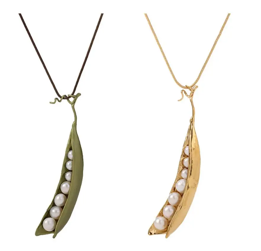 

CSxjd High quality Natural pearl necklace Gold color and green Pea clip pearl necklace women's clothing Accessories