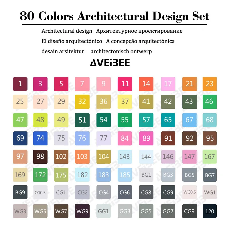 Жирных спирт маркеры 30/40/60/80/168 Цвет Набор двойной головкой маркер для рисования ручка для рисования манга анимация товары для рукоделия - Цвет: 80 Architectural Set