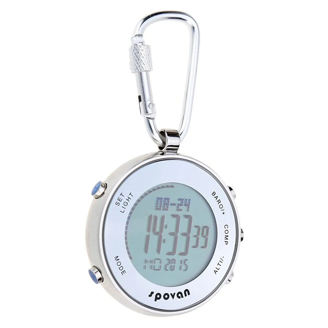 Outdoor Sports Multifunctional Digital Pocket Watch with Carabiner Hook & Elastic Rope