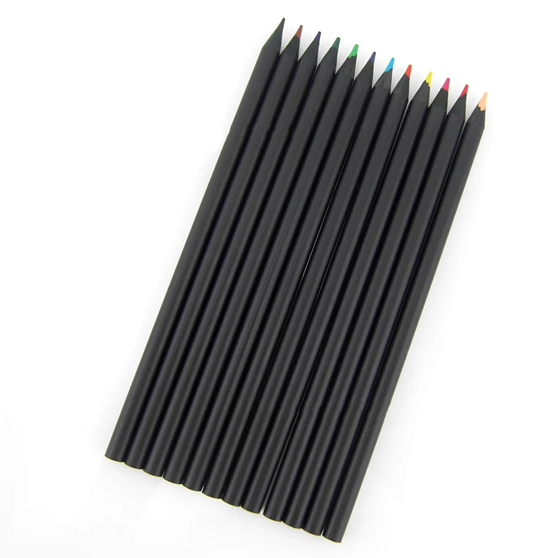 12 шт./компл. карандаш высокого качества упаковка 12 различных цветов цветные карандаши Kawaii School черные деревянные карандаши