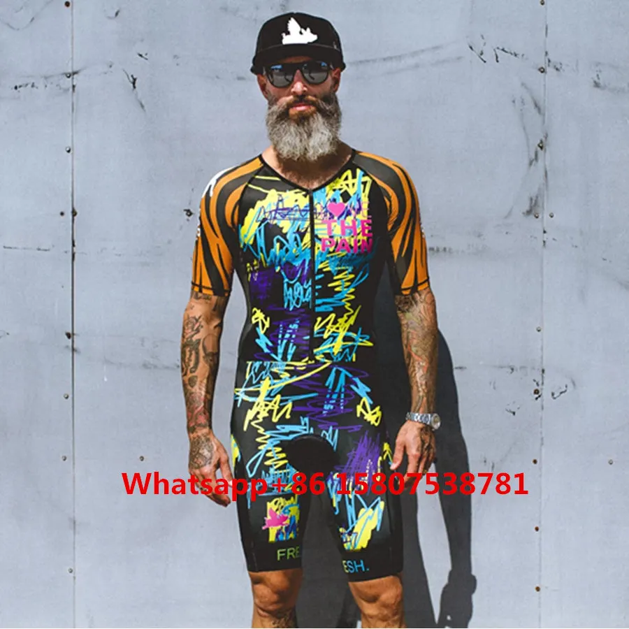 

LOVE PAIN Men's Aero Race Suits skinsuit custom body suit cycling clothing ciclismo ropa riding Cycling running Sets Triathlon