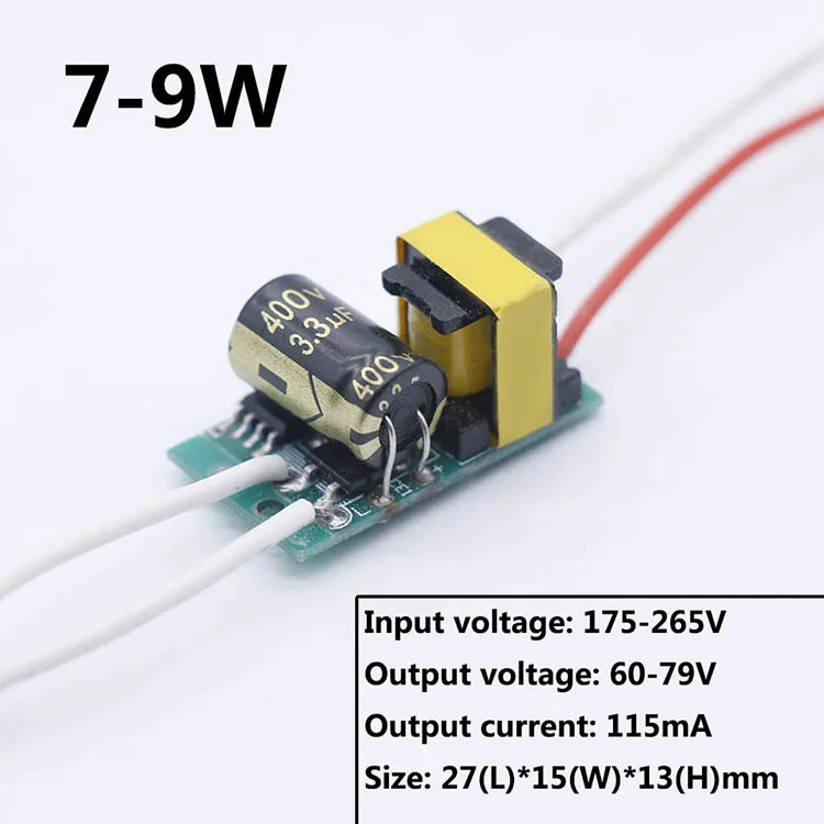 Светодиодный неизолированный драйвер 3-7 Вт 7-9 Вт 9-12 Вт 12-18 Вт 24 Вт 32 Вт 40 Вт Светодиодный источник питания AC175-265V Трансформаторы освещения для smd светодиодная лампочка - Цвет: 7-9W  115mA