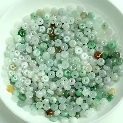 

30pcs Natural Green Jade Jadeite Women's Bless Peace Buckle Loose Beads Pendant