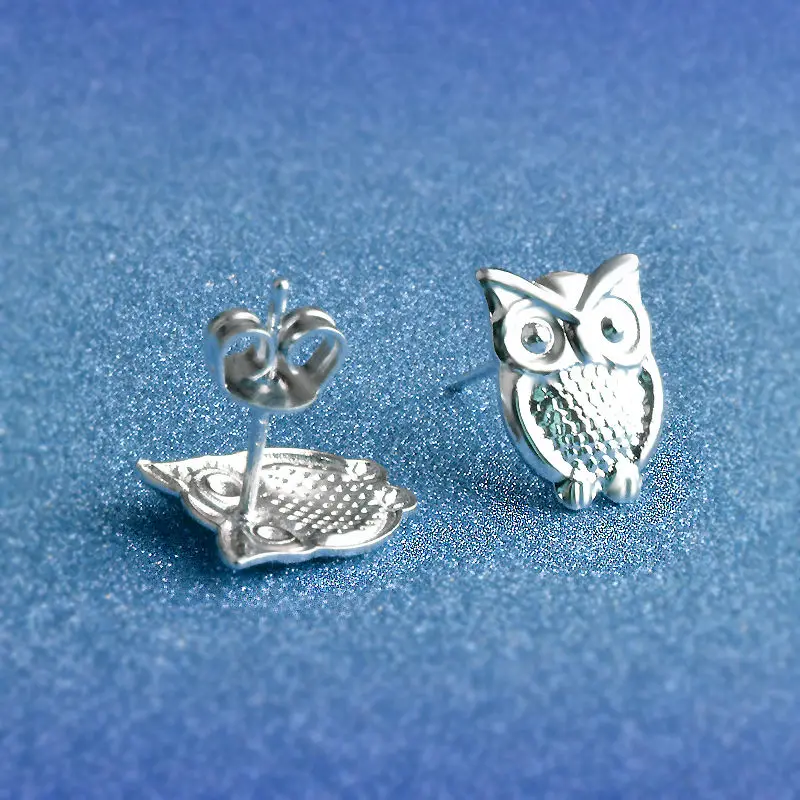 Серебро серьги гвоздики ASOS Мода Сова 925 Серебряные Серьги Женщины Ювелирные