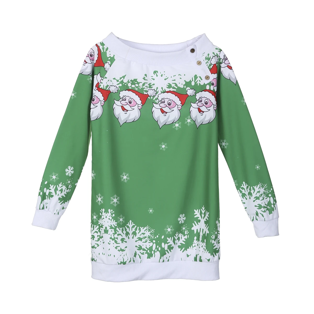 

Christmas Women Autumn Winter Off Shoulder Long Sleeve Cartoon Santa Claus Print Jumper Sweater Top Slim Bodycon Mini Dress