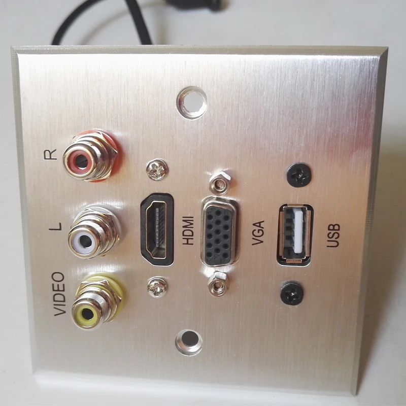 Multiple RCA Wall Socket with HDMI VGA USB ,high quality aluminum alloy for hotel meeting use free shipping Multiple RCA Wall Socket with HDMI VGA USB ,high quality aluminum alloy for hotel meeting use free shipping
