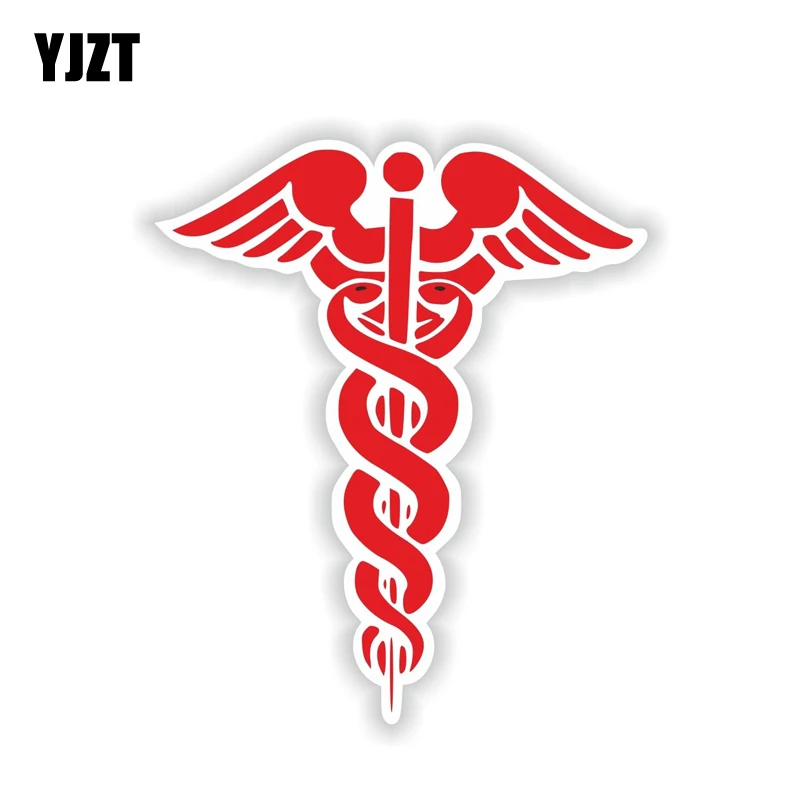 

YJZT 10.4CM*12.6CM Funny Red CADUCEUS Car Sticker Motorcycle Helmet Decal 6-1924
