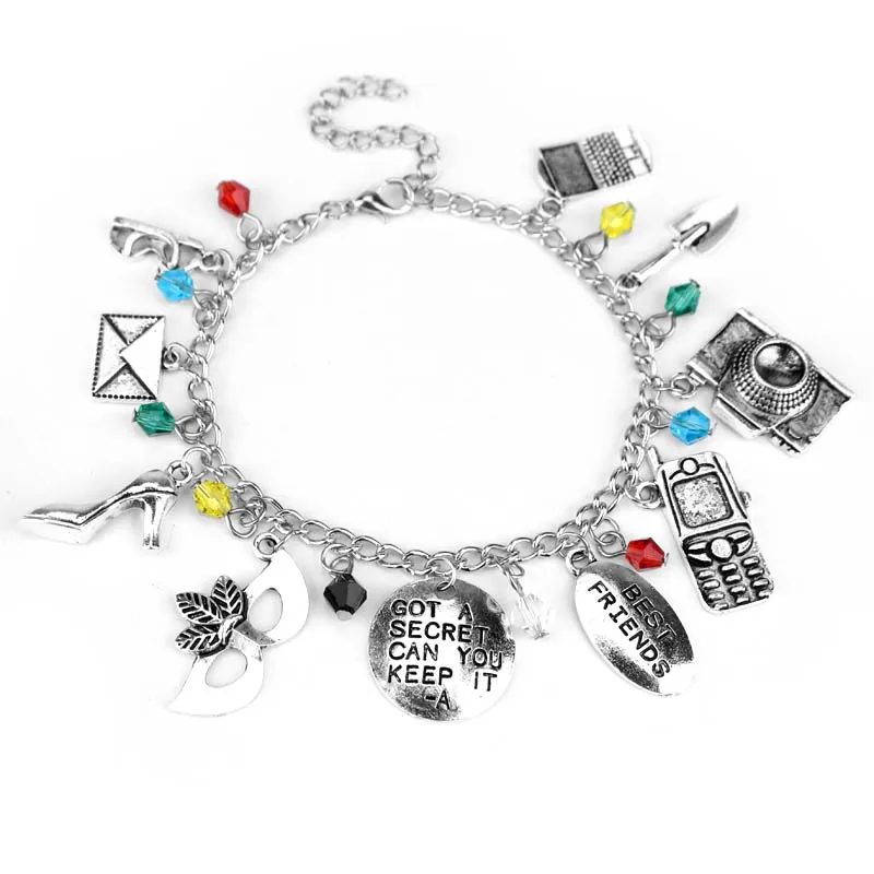 

Pretty Little Liars Bracelet & Bangle "GOT A SECRET CAN YOU KEEP IT -A" Mask Crystal Beads Bracelet Best Friends Christmas Gift