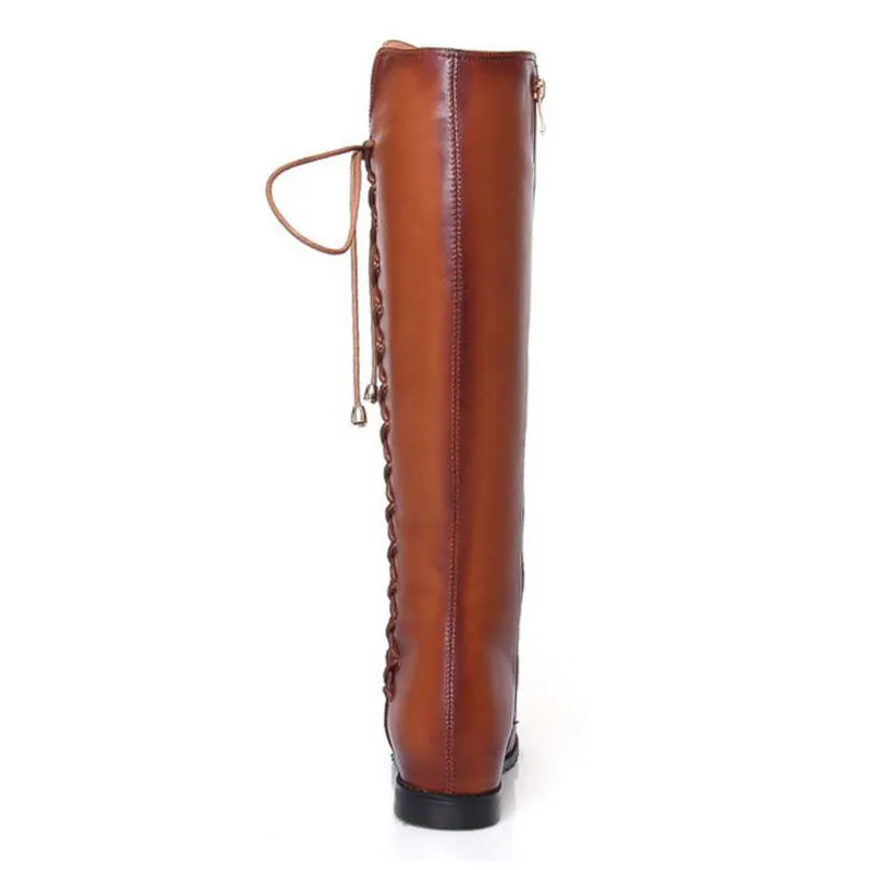 Moda Mantener Caliente Mujer La Nightcherry Alta Rodilla Botas Invierno Calidad Negro 43 Mujeres Nuevas Tamaño Piel De Calzado Pisos 33 Encaje Zapatos Hasta marrón 7F8ZST7