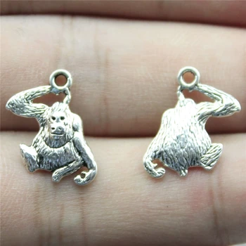

WYSIWYG 25pcs 14x9mm Monkey Orangutan Charm Pendants For Jewelry Making Antique Silver Color Monkey Pendants Charm Monkey
